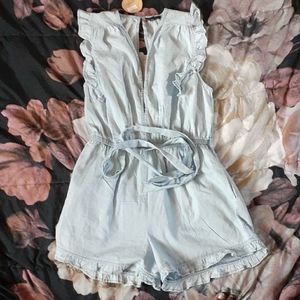 Denim Ruffle Romper